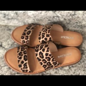 Soda cheetah print two strap sandals size 6